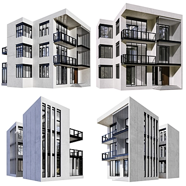 Modern Residential Building Model 3D model image 1 