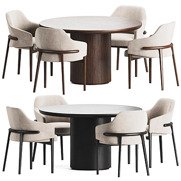  Velvet Upholstered Dining Set 02 3D model image 1 