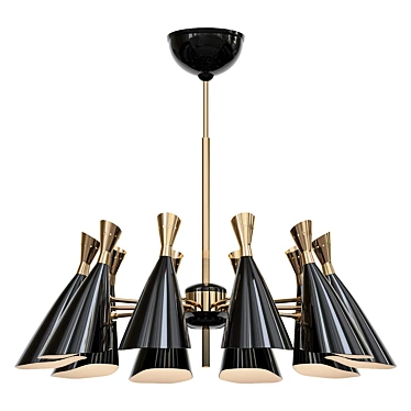 Duke Replica Ceiling Light, 8 Black Shades 3D model image 1 