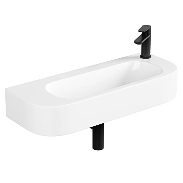 Elegance Defined: Curved Wall Hung Basin 3D model image 1 