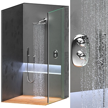 Black Shower Box - Sleek Design 3D model image 1 