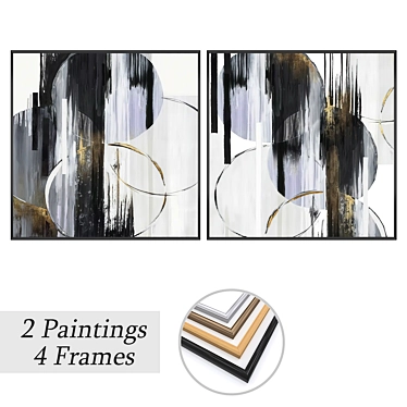 Artwork Set with Variety Frames 3D model image 1 