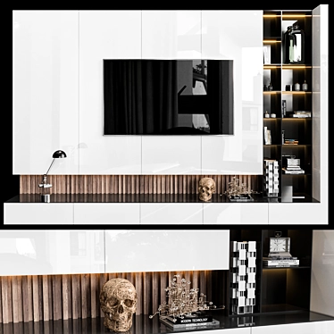 Modern TV Wall Design Kit 3D model image 1 