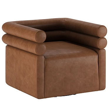 Modern Leather Swivel Accent Chair 3D model image 1 