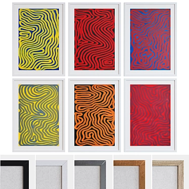 Abstract Labyrinth Picture Frame Set 3D model image 1 