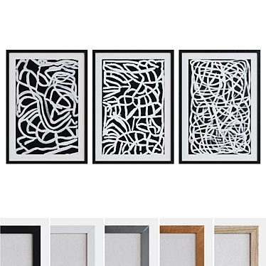 Modern Abstract Maze Frame Set 3D model image 1 