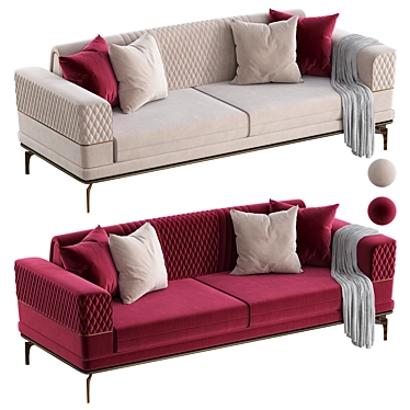 Modern Metal Frame Sofa Set 3D model image 1 