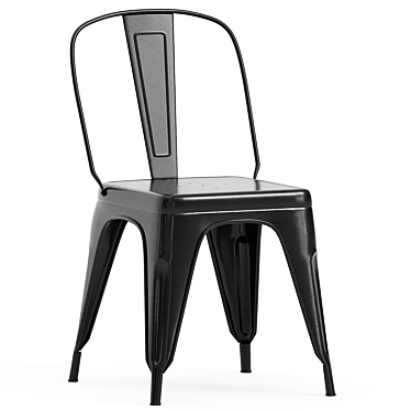 Modern Stackable Black Metal Dining Chairs 3D model image 1 