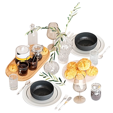 Minimalist Table Setting Accents 3D model image 1 