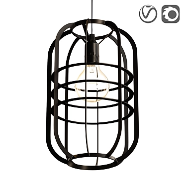 Vintage Metal Ceiling Light, Keara 3D model image 1 