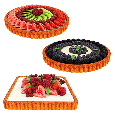 Berry Tart Trio 3D Models 3D model image 1 