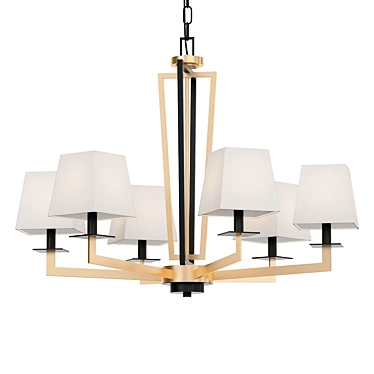 Elegant Natural Brass Chandelier 3D model image 1 