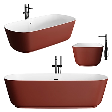 Luxury Flumood Tub & Indigo Mixer 3D model image 1 