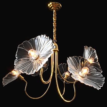 Elegant Lotus Leaf Chandelier 3D model image 1 