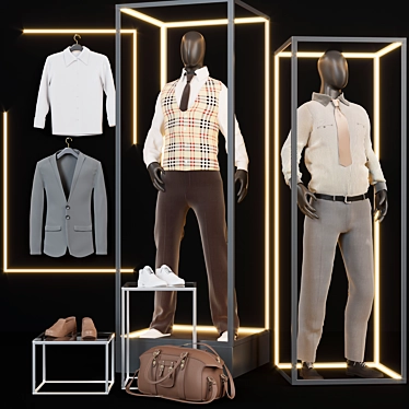 Fashion Store Display Showcase 3D model image 1 