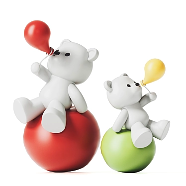  3D Teddy Bear & Balloons 3D model image 1 