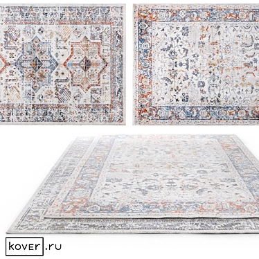 Modern Graphic Design Rugs Set 3D model image 1 