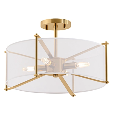 Daybreak Satin Brass Semi-Flush Mount 3D model image 1 