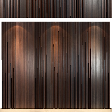 Modern Wood Mirror Metal Panel 3D model image 1 