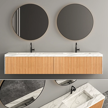 Elegant Basin Stand with Mirror 3D model image 1 