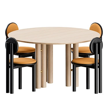 Sleek Helios Dining Set 3D model image 1 