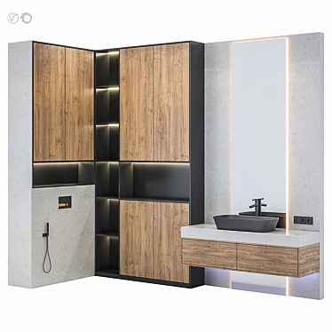 Versatile Bathroom Bath Set Furniture 3D model image 1 