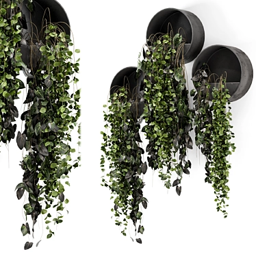 Modern Metal Pot Hanging Plants 3D model image 1 