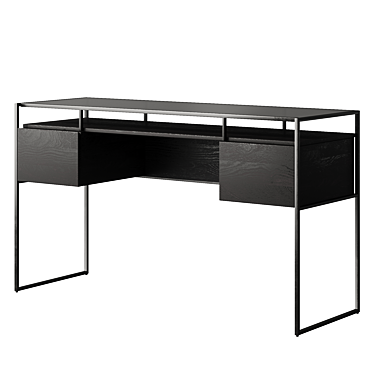 MADE-Kilby-Desk, Black Stain Mango Wood & Smoked Glass