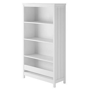 Wood L White Shelving Unit 3D model image 1 