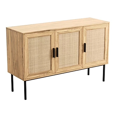 Boho Rattan Sideboard Light Wood 3D model image 1 