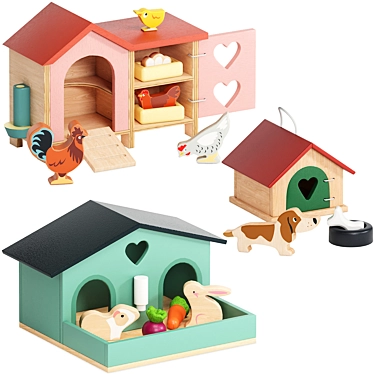 Adorable Animal Toy Sets 3D model image 1 