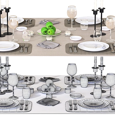 Modern Table Setting 01 Render 3D model image 1 