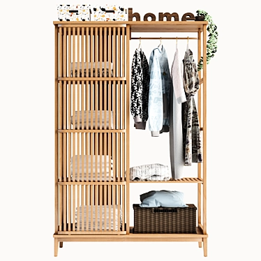 Elegant Bamboo Open Wardrobe 3D model image 1 