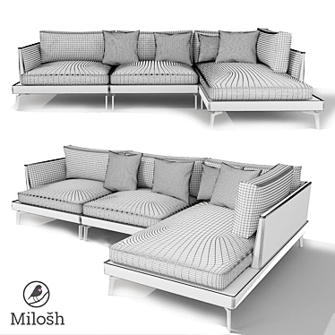 ELEGANT MILOSH VELVET DIVAN 3D model image 1 