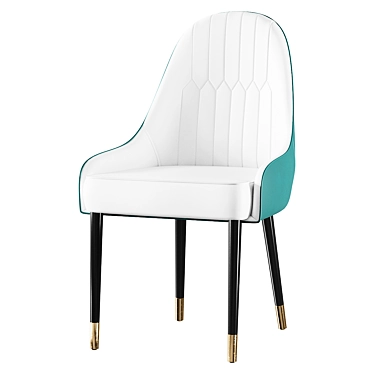 Green and white faux leather dining chair with metal legs