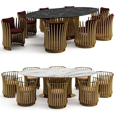 Luxury Visionnaire Outdoor Dining Set 3D model image 1 