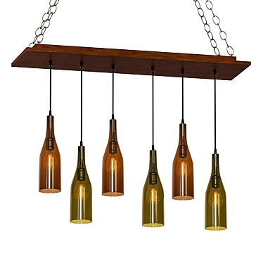 LED Rustic Wine Bottle Chandelier 3D model image 1 