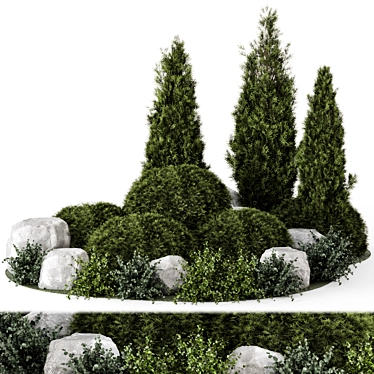 Outdoor Garden Set: Bush & Tree 3D model image 1 