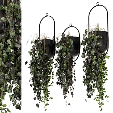 Metal Vase Hanging Plants Set 3D model image 1 