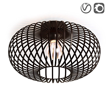 Vintage Metal Ceiling Light, Nahele 3D model image 1 