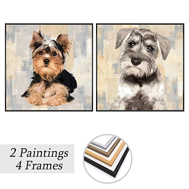 Landscape Art Set with Frames 3D model image 1 