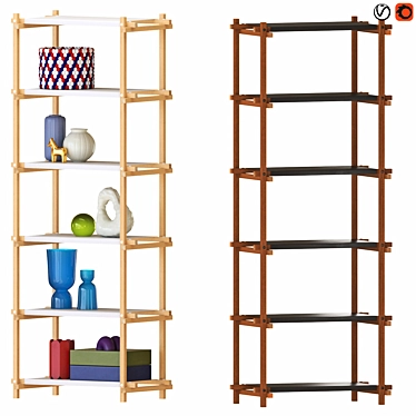 Modern Woody Shelving Column Design 3D model image 1 