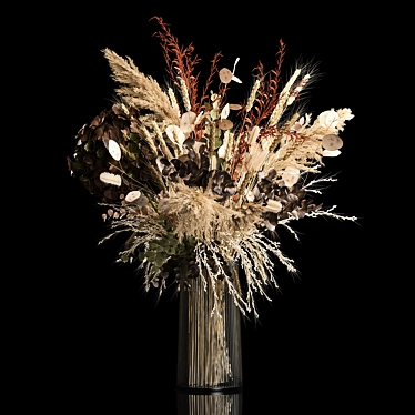 Rustic Elegant Dried Flower Vase 3D model image 1 