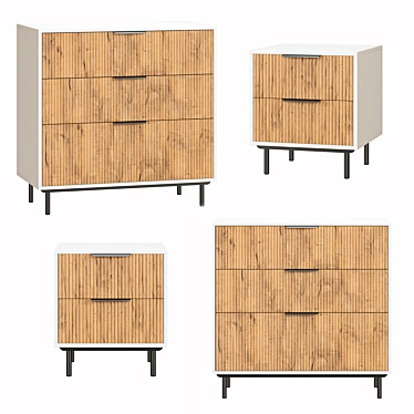 Levante White Bedside Cabinet & Vanity Set 3D model image 1 