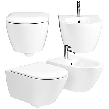 Duravit Plinero Wall Toilet Set 3D model image 1 