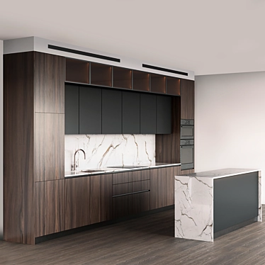 Modular Multimaterial Kitchen 3D model image 1 