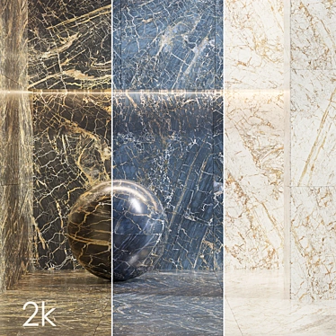 Luxury Golden Marble Textures Set 3D model image 1 