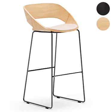 Modern Kabira Wood Stool Arrmet 3D model image 1 