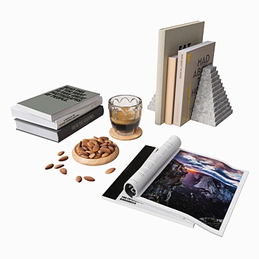 Book Set with Coffee Almond 3D model image 1 