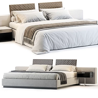 Yang Bed Model with Mattress Options 3D model image 1 